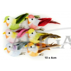 Ptaszki dekoracyjne PTD-8475 rozm.10cm /  zawiera 6szt.(6 kolorów) ptaszek 10cm  z klipsem